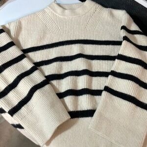 Striped Cream and Black Men's Sweater